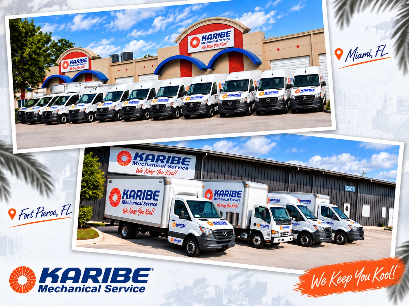 Karibe Mechanical Service fleet at the Miami and Fort Pierce locations